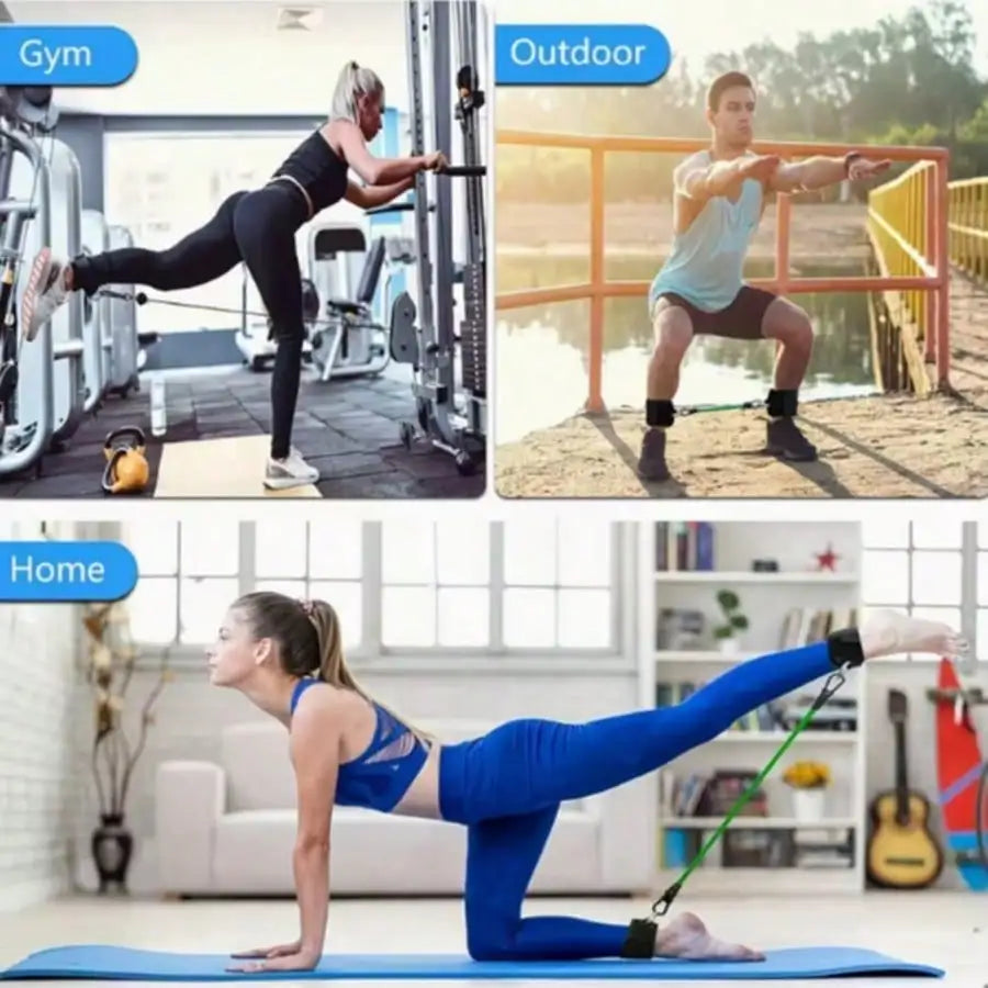 6Pcs Ankle Resistance Bands Set With Ankle Straps, Leg Workout Cables, Glute Thigh Hip Exercise Straps For Home Gym Booty Training