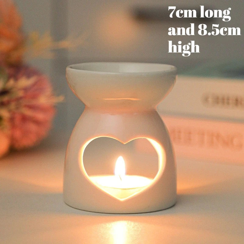 White Ceramic Incense Burner Candle Essential Oil Aromatherapy Diffuser Hollow Heating Stove Middle East Home Decor Ornament