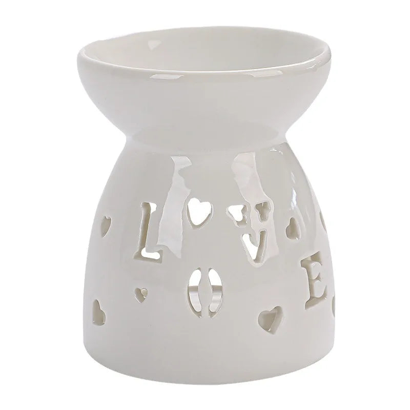 White Ceramic Incense Burner Candle Essential Oil Aromatherapy Diffuser Hollow Heating Stove Middle East Home Decor Ornament