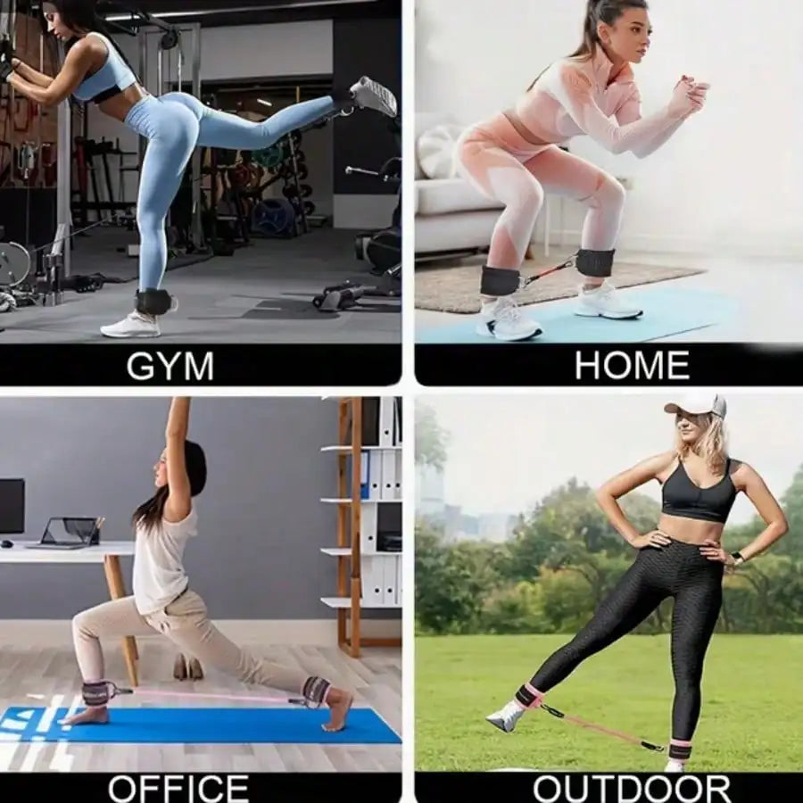 6Pcs Ankle Resistance Bands Set With Ankle Straps, Leg Workout Cables, Glute Thigh Hip Exercise Straps For Home Gym Booty Training