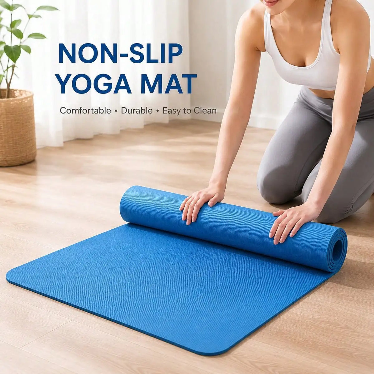 Local Delivery-Non-Slip Workout Yoga Mat, Thick & Durable Exercise Mat For Home Fitness, Pilates